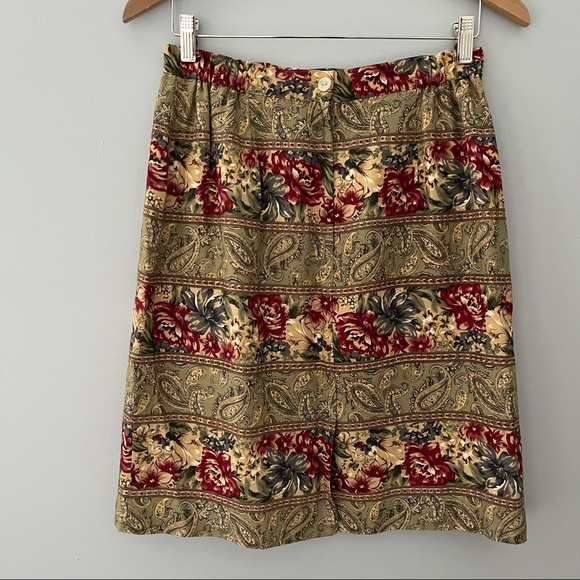 Talbots Paisley Pencil Skirt Womens 13 Rayon Multicolor Floral - Picture 2 of 6